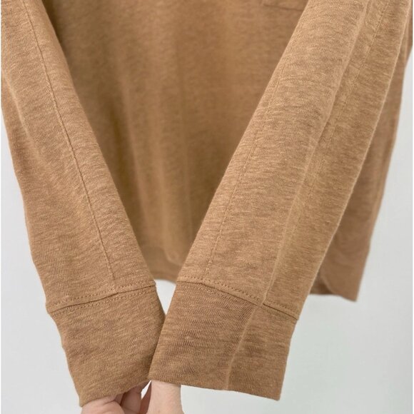 Wrap London Brown 100% Linen V-Neck Blouse US 8 Beach Preppy Boho Coastal - Picture 4 of 10